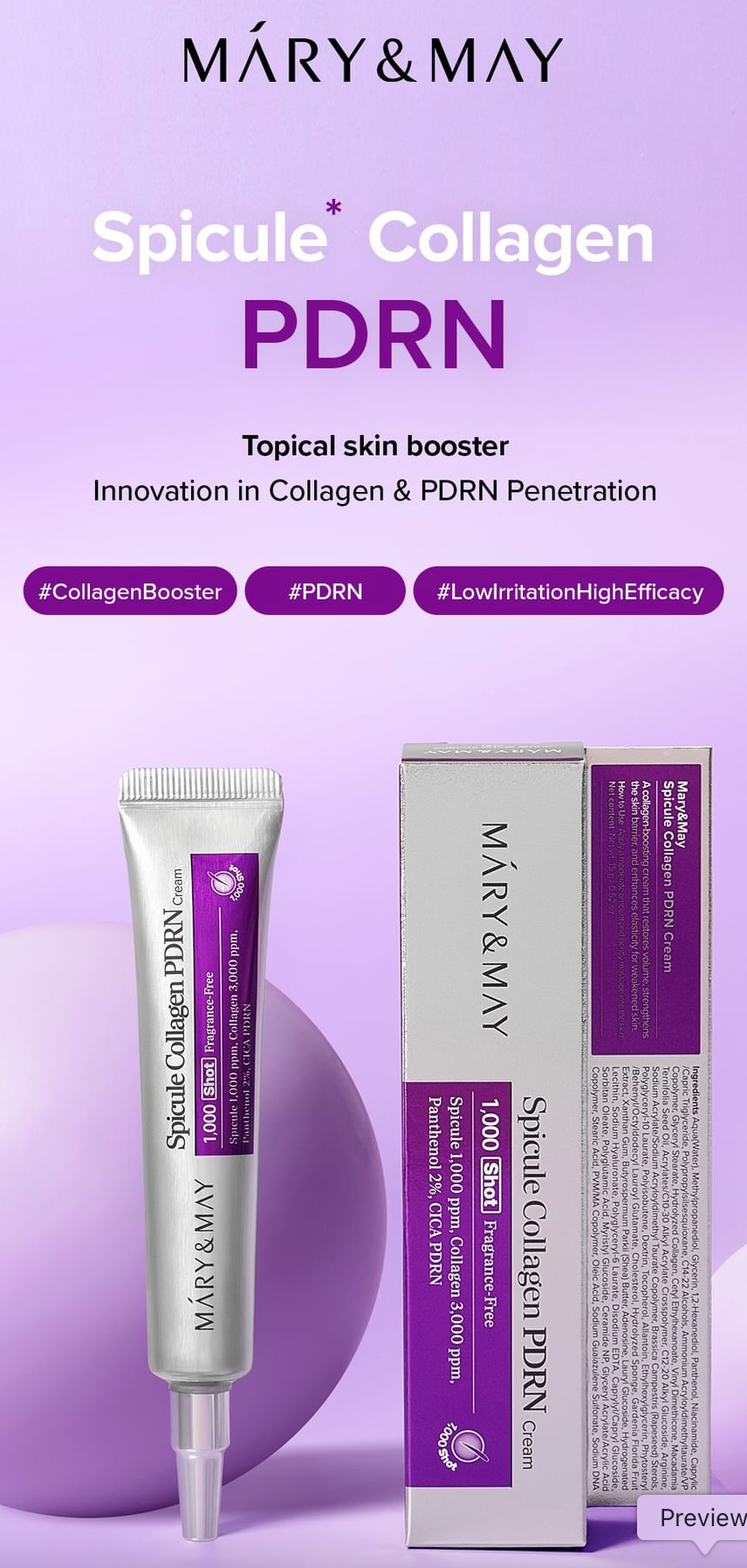 Mary&May Spicule Collagen PDRN Cream