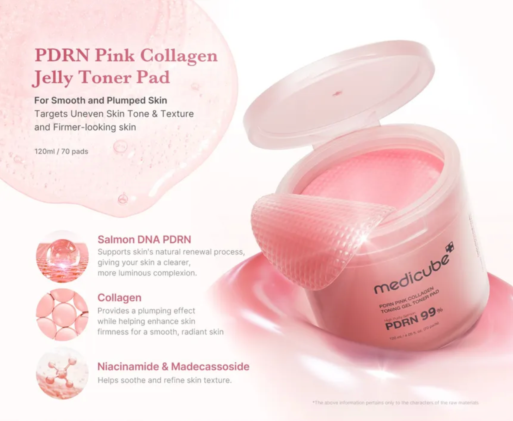 Medicube PDRN Pink Collagen Toning Gel Toner Pad